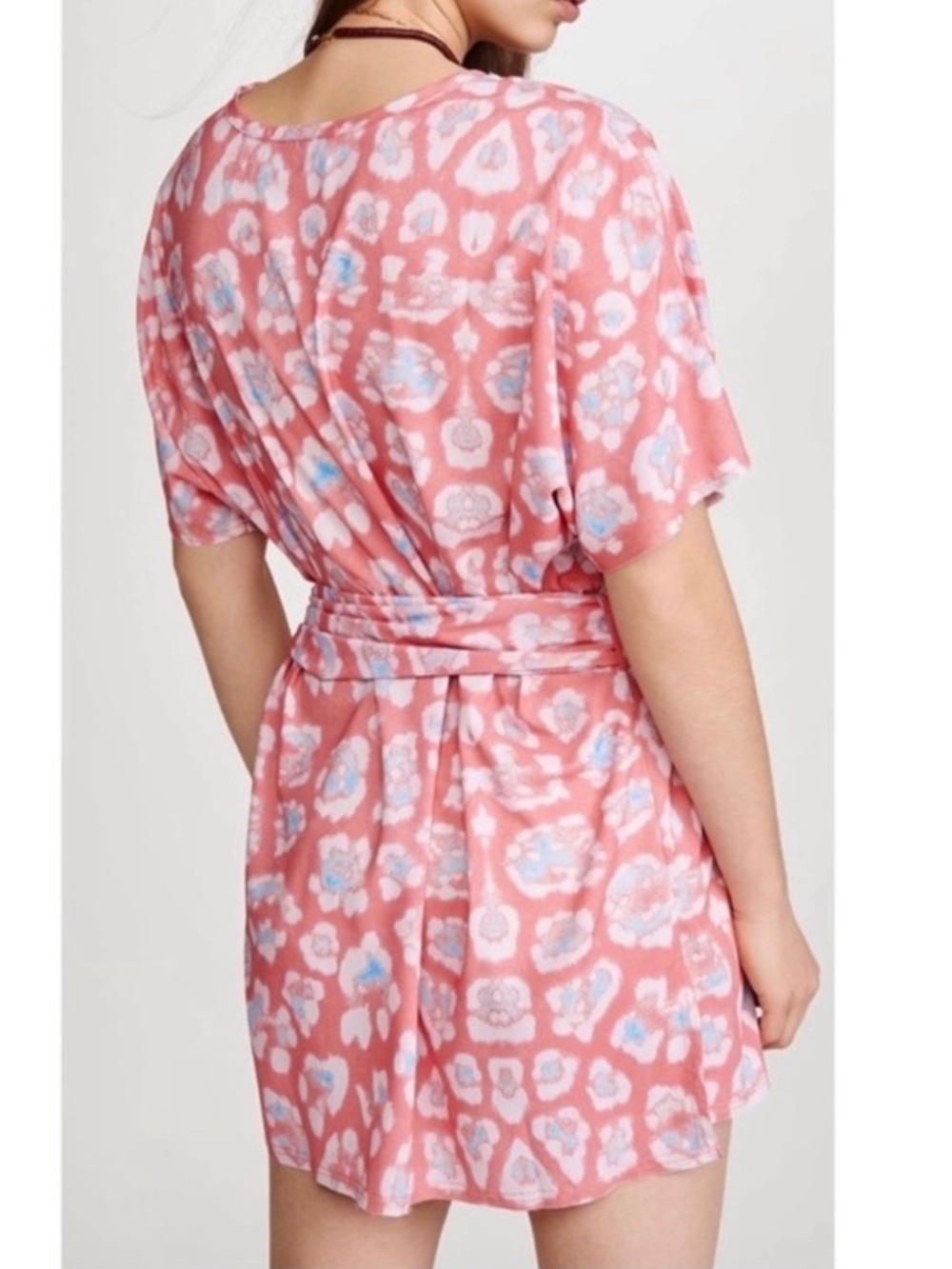 NEW BAJA EAST PINK ANIMAL PRINT T-SHIRT MINI DRESS - Picture 5 of 7